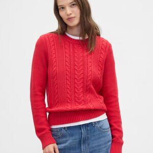 NWT GAP CABLE-KNIT CREWNECK SWEATER--WOMEN'S EXTRA SMALL XS--RED--IN PACKAGING